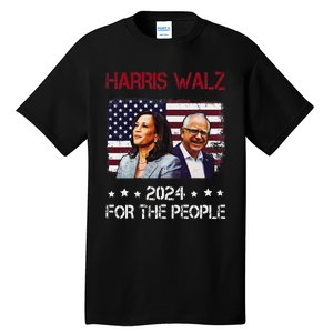 Harris Walz 2024 President American Flag Kamala Harris Waltz Tall T-Shirt