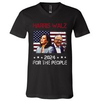 Harris Walz 2024 President American Flag Kamala Harris Waltz V-Neck T-Shirt