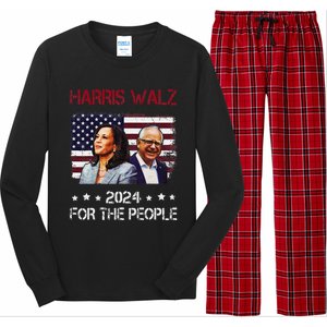 Harris Walz 2024 President American Flag Kamala Harris Waltz Long Sleeve Pajama Set