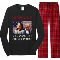 Harris Walz 2024 President American Flag Kamala Harris Waltz Long Sleeve Pajama Set