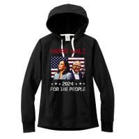 Harris Walz 2024 President American Flag Kamala Harris Waltz Women's Fleece Hoodie