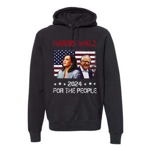 Harris Walz 2024 President American Flag Kamala Harris Waltz Premium Hoodie