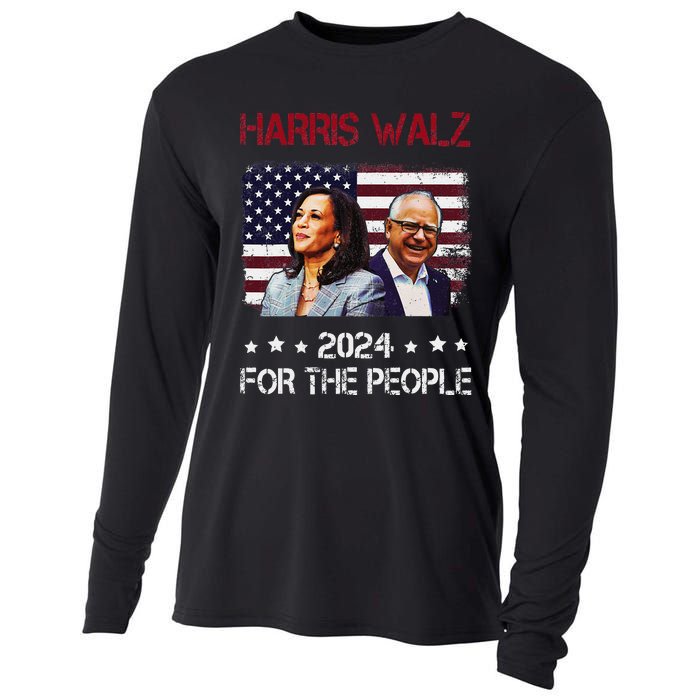 Harris Walz 2024 President American Flag Kamala Harris Waltz Cooling Performance Long Sleeve Crew