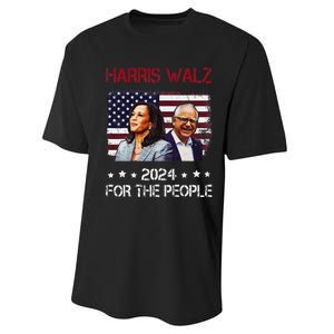 Harris Walz 2024 President American Flag Kamala Harris Waltz Performance Sprint T-Shirt