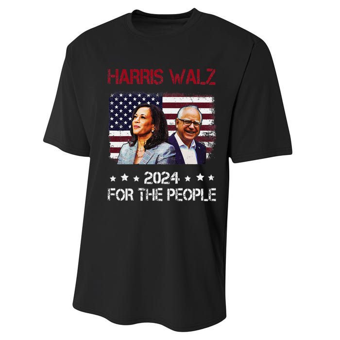 Harris Walz 2024 President American Flag Kamala Harris Waltz Performance Sprint T-Shirt