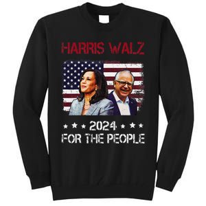 Harris Walz 2024 President American Flag Kamala Harris Waltz Tall Sweatshirt