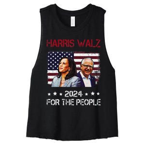 Harris Walz 2024 President American Flag Kamala Harris Waltz Women's Racerback Cropped Tank