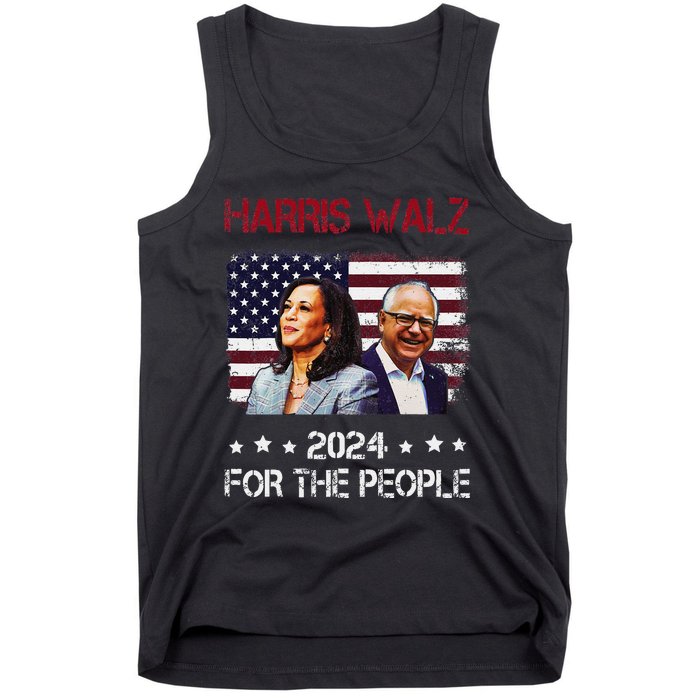 Harris Walz 2024 President American Flag Kamala Harris Waltz Tank Top