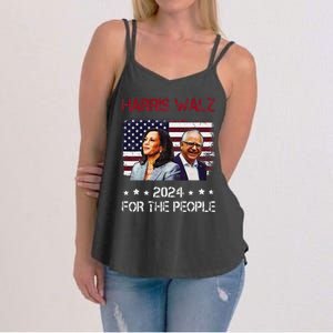 Harris Walz 2024 President American Flag Kamala Harris Waltz Women's Strappy Tank