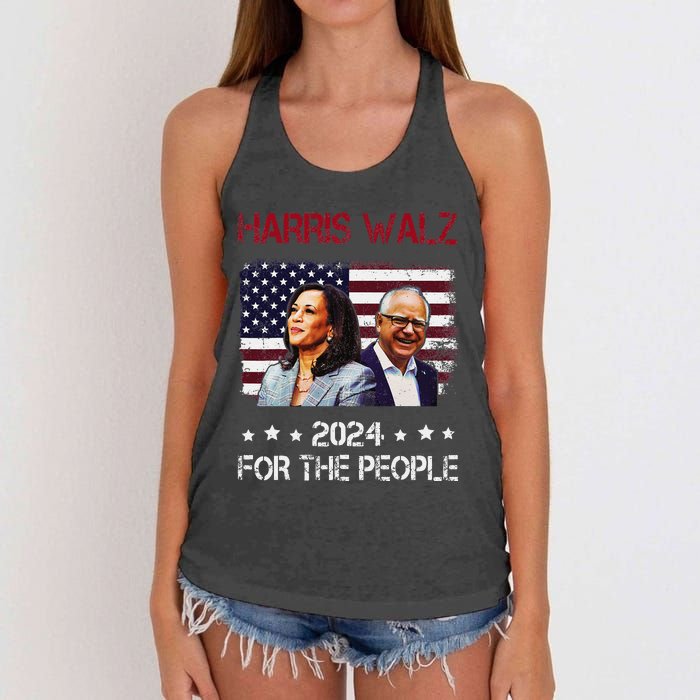 Harris Walz 2024 President American Flag Kamala Harris Waltz Women's Knotted Racerback Tank