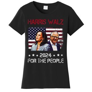 Harris Walz 2024 President American Flag Kamala Harris Waltz Women's T-Shirt