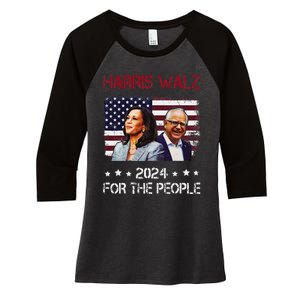 Harris Walz 2024 President American Flag Kamala Harris Waltz Women's Tri-Blend 3/4-Sleeve Raglan Shirt