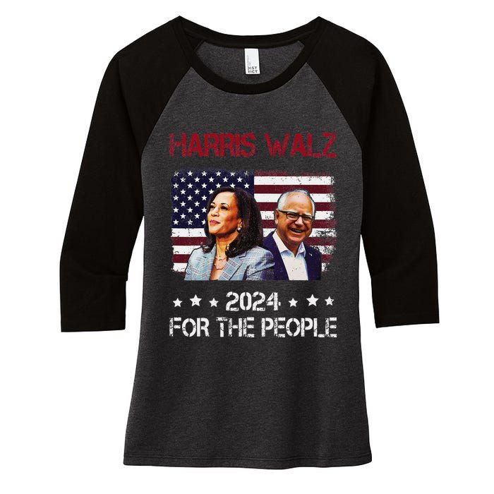 Harris Walz 2024 President American Flag Kamala Harris Waltz Women's Tri-Blend 3/4-Sleeve Raglan Shirt