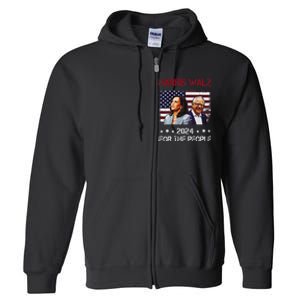 Harris Walz 2024 President American Flag Kamala Harris Waltz Full Zip Hoodie