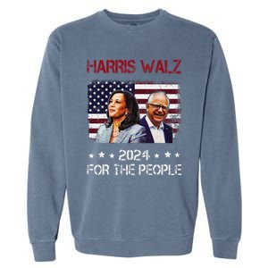 Harris Walz 2024 President American Flag Kamala Harris Waltz Garment-Dyed Sweatshirt