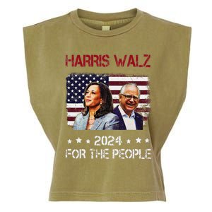 Harris Walz 2024 President American Flag Kamala Harris Waltz Garment-Dyed Women's Muscle Tee