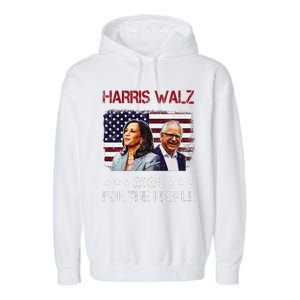 Harris Walz 2024 President American Flag Kamala Harris Waltz Garment-Dyed Fleece Hoodie