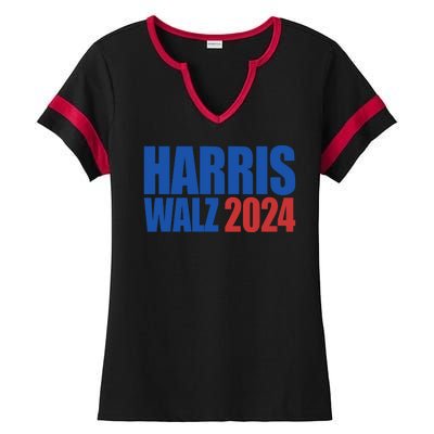 Harris Walz 2024 Election Political Ladies Halftime Notch Neck Tee