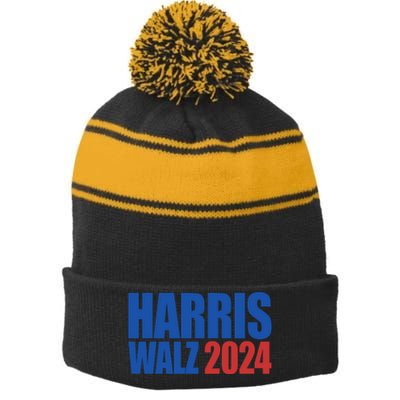 Harris Walz 2024 Election Political Stripe Pom Pom Beanie