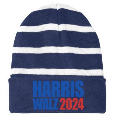 Harris Walz 2024 Election Political Striped Beanie with Solid Band