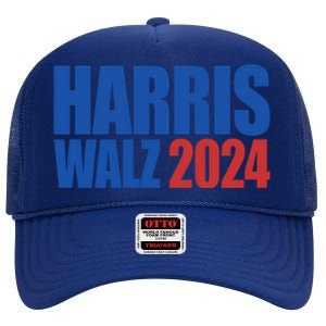 Harris Walz 2024 Election Political High Crown Mesh Back Trucker Hat