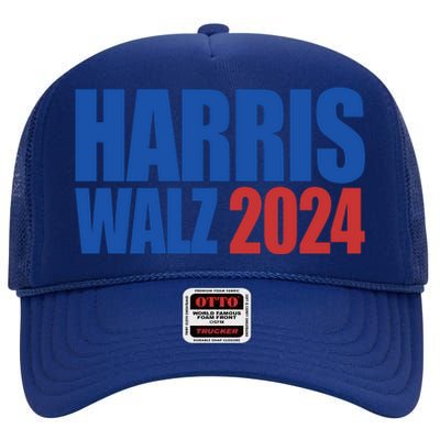 Harris Walz 2024 Election Political High Crown Mesh Back Trucker Hat