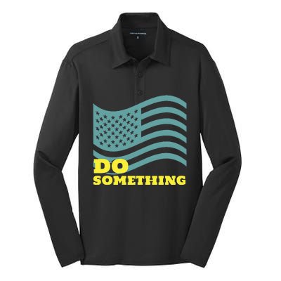 Harris Walz 2024 Michelle Obama Says Do Something Silk Touch Performance Long Sleeve Polo