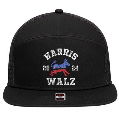 Harris Walz 2024 Election Kamala Harris Tim Waltz 2024 7 Panel Mesh Trucker Snapback Hat