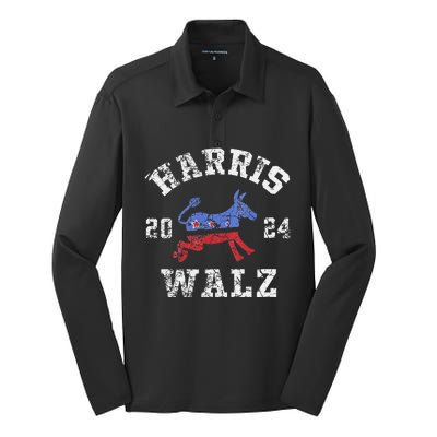 Harris Walz 2024 Election Kamala Harris Tim Waltz 2024 Silk Touch Performance Long Sleeve Polo