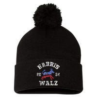 Harris Walz 2024 Election Kamala Harris Tim Waltz 2024 Pom Pom 12in Knit Beanie