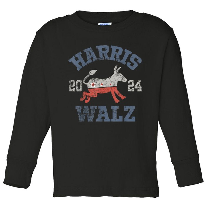 Harris Waltz 2024 Election Kamala Harris Tim Waltz 2024 Toddler Long Sleeve Shirt