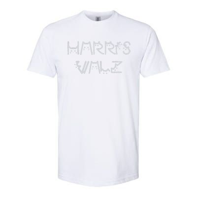 Harris Waltz 2024 Election Funny Cat Kamala Harris Tim Walz Softstyle CVC T-Shirt