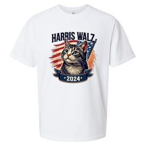 Harris Walz 2024 Funny Cat Kamala Harris Tim Walz Waltz Sueded Cloud Jersey T-Shirt