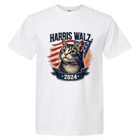 Harris Walz 2024 Funny Cat Kamala Harris Tim Walz Waltz Garment-Dyed Heavyweight T-Shirt