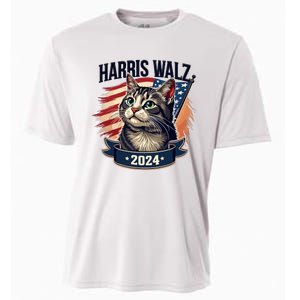 Harris Walz 2024 Funny Cat Kamala Harris Tim Walz Waltz Cooling Performance Crew T-Shirt