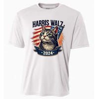 Harris Walz 2024 Funny Cat Kamala Harris Tim Walz Waltz Cooling Performance Crew T-Shirt