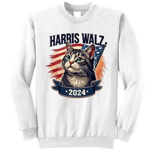 Harris Walz 2024 Funny Cat Kamala Harris Tim Walz Waltz Sweatshirt