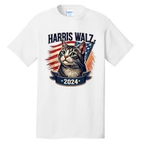 Harris Walz 2024 Funny Cat Kamala Harris Tim Walz Waltz Tall T-Shirt