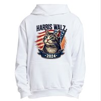 Harris Walz 2024 Funny Cat Kamala Harris Tim Walz Waltz Urban Pullover Hoodie