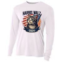 Harris Walz 2024 Funny Cat Kamala Harris Tim Walz Waltz Cooling Performance Long Sleeve Crew