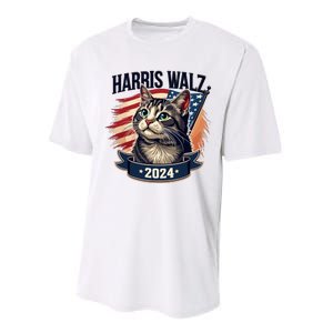 Harris Walz 2024 Funny Cat Kamala Harris Tim Walz Waltz Performance Sprint T-Shirt