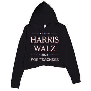 Harris Walz 2024 For Teachers Crop Fleece Hoodie