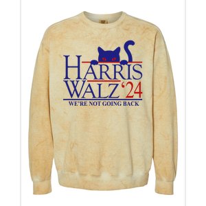 Harris Waltz 2024 Were Not Going Back Funny Cat Lady Colorblast Crewneck Sweatshirt