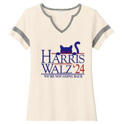 Harris Waltz 2024 Were Not Going Back Funny Cat Lady Ladies Halftime Notch Neck Tee