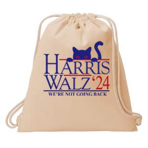 Harris Waltz 2024 Were Not Going Back Funny Cat Lady Drawstring Bag