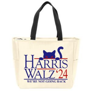 Harris Waltz 2024 Were Not Going Back Funny Cat Lady Zip Tote Bag