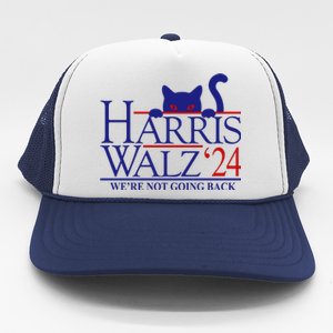 Harris Waltz 2024 Were Not Going Back Funny Cat Lady Trucker Hat