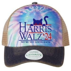 Harris Waltz 2024 Were Not Going Back Funny Cat Lady Legacy Tie Dye Trucker Hat