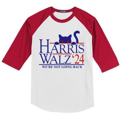 Harris Waltz 2024 Were Not Going Back Funny Cat Lady Kids Colorblock Raglan Jersey