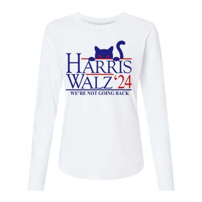 Harris Waltz 2024 Were Not Going Back Funny Cat Lady Womens Cotton Relaxed Long Sleeve T-Shirt